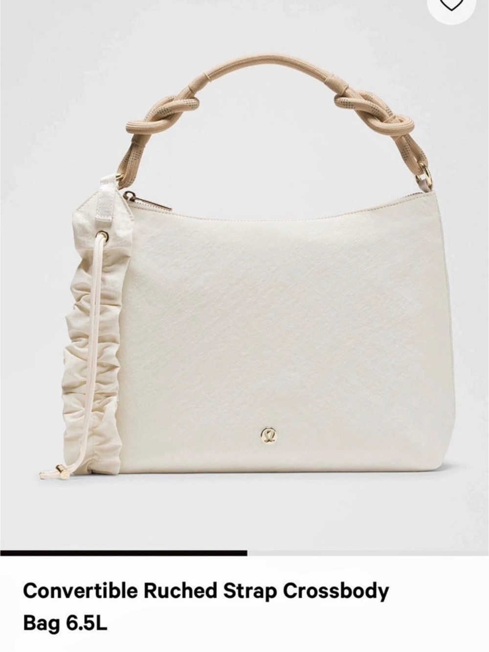 Lululemon Convertible Ruched Strap Crossbody Bag 6.5L White